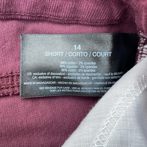 Gloria Vanderbilt Amanda Purple Corduroy Pants Plum 14 Short NWT - Picture 6 of 7